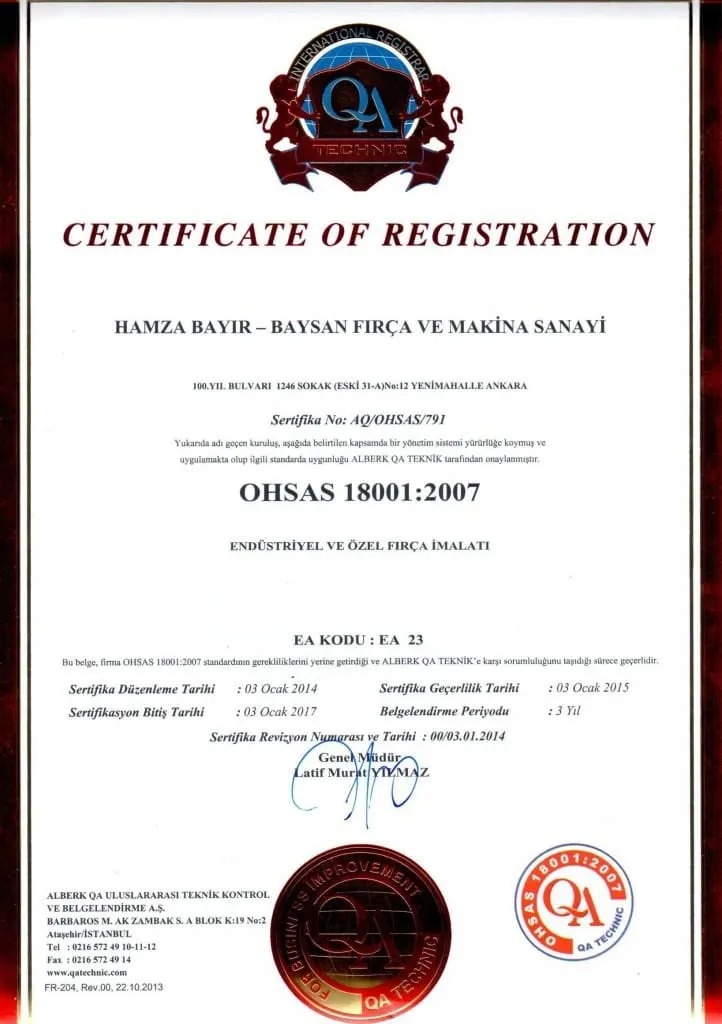 Baysan Fırça sertifika 1
