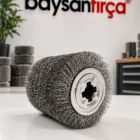 Ahşap Eskitme Fırçası 100 mm Çap 100 mm Uzunluk 0,40 mm Çelik Tel 1 19 mm göbekli ahşap eskitme fırçası, 100x100 mm